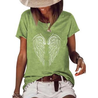Angel Wings 4 For Back Of White Women's Short Sleeve Loose T-shirt | Mazezy
