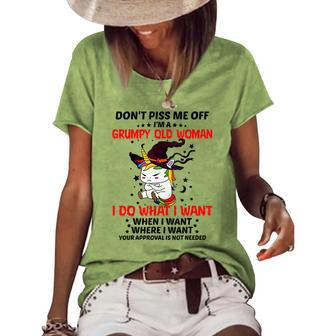 Dont Piss Me Off Im A Grumpy Old Woman I Do What I Want Old Woman Funny Gifts Women's Short Sleeve Loose T-shirt | Mazezy