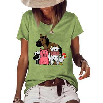 Farmer Animals Children | Cool Young Barn Animals Gift Young Funny Gifts Women's Short Sleeve Loose T-shirt | Mazezy
