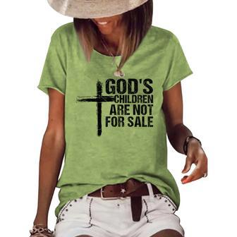 Gods Children Are Not For Sale Cross Christian Vintage Christian Gifts Women's Short Sleeve Loose T-shirt | Mazezy
