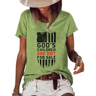 Gods Children Are Not For Sale Us American Flag Women's Short Sleeve Loose T-shirt | Mazezy