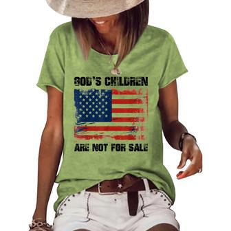 Gods Children Are Not For Sale Usa Flag Patroit America Usa Funny Gifts Women's Short Sleeve Loose T-shirt | Mazezy