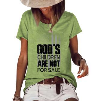 Gods Children Are Not For Sale Usa Flag Usa Funny Gifts Women's Short Sleeve Loose T-shirt | Mazezy