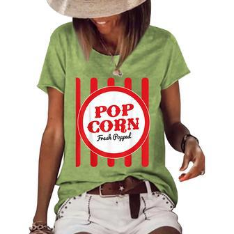 Old Fashion Popcorn Costume Halloween Trick Or Treat Halloween Funny Gifts Women's Short Sleeve Loose T-shirt | Mazezy