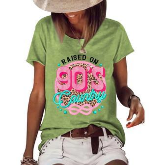 Raised On 90S Country Vintage Cow Look Women's Short Sleeve Loose T-shirt | Mazezy