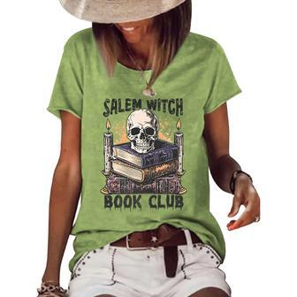 Salem Witch Book Club Halloween Spooky Reading Season Reading Funny Designs Funny Gifts Women's Short Sleeve Loose T-shirt | Mazezy