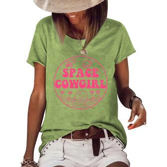 Space Cowgirls Bachelorette Party Rodeo Western Aesthetic Rodeo Funny Gifts Women's Short Sleeve Loose T-shirt | Mazezy