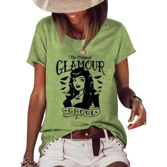 The Original Glamour Ghoul Retro Hollywood Halloween Glam Halloween Funny Gifts Women's Short Sleeve Loose T-shirt | Mazezy