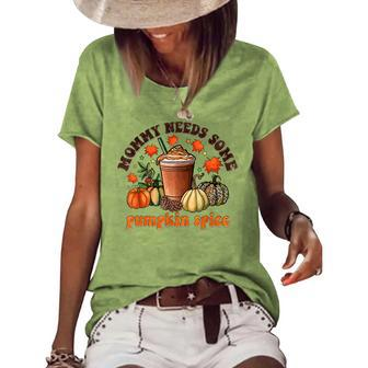 Vintage Mommy Needs Some Pumkin Spice Thanksgiving Vibes Women's Loose T-shirt | Mazezy