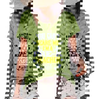 You Cant Scare Me Im A Pre-K Teacher Halloween Teacher Halloween Funny Gifts Women's Short Sleeve Loose T-shirt | Mazezy