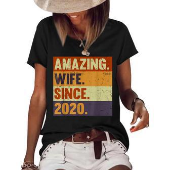 3Rd Wedding Anniversary For Her Amazing Wife Since 2020 Women's Short Sleeve Loose T-shirt | Mazezy