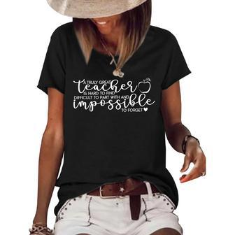 A Truly Great Teacher Is Hard-To-Find Teaching Quote Teacher Gifts For Teacher Funny Gifts Women's Short Sleeve Loose T-shirt | Mazezy