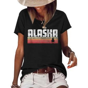 Alaska Retro Style Vintage 70S 80S 90S Gift Men Women 70S Vintage Designs Funny Gifts Women's Short Sleeve Loose T-shirt | Mazezy