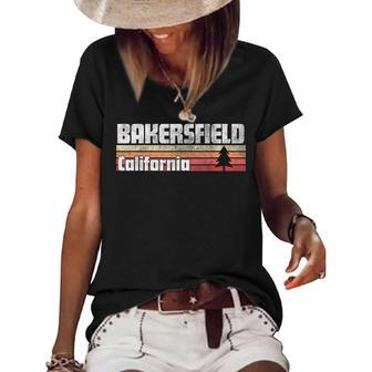 Bakersfield California Gift Retro Style Vintage 70S 80S 90S Women's Short Sleeve Loose T-shirt | Mazezy