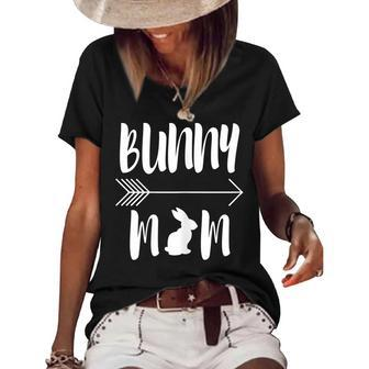 Bunny Mom Funny Rabbit Mum Gift For Women Women's Short Sleeve Loose T-shirt | Mazezy