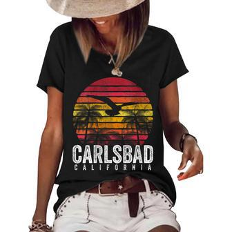 Carlsbad California Ca Vintage Retro Distressed Style Gift Women's Short Sleeve Loose T-shirt | Mazezy