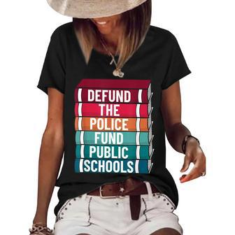 Defund The Police Fund Public Schools Retro Vintage Women's Short Sleeve Loose T-shirt | Mazezy