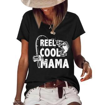 Family Lover Reel Cool Mama Fishing Fisher Fisherman Gift For Women Women's Short Sleeve Loose T-shirt | Mazezy