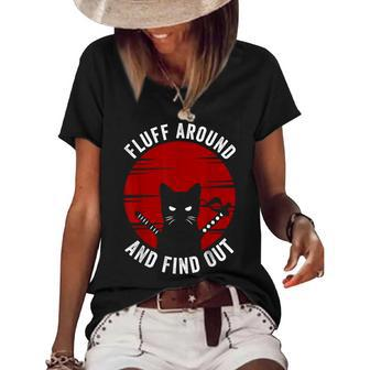 Fluff Around And Find Out Vintage Japanese Sunset Style Cat Women's Short Sleeve Loose T-shirt | Mazezy