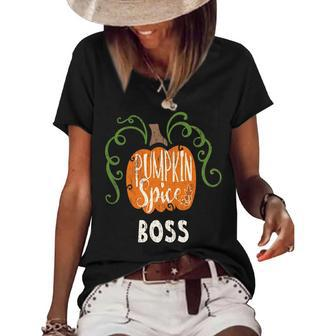 Boss Pumkin Spice Fall Matching For Family Women's Loose T-shirt | Mazezy