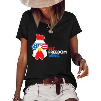 Funny Chicken Wing July 4Th American Flag Usa Usa Funny Gifts Women's Short Sleeve Loose T-shirt | Mazezy