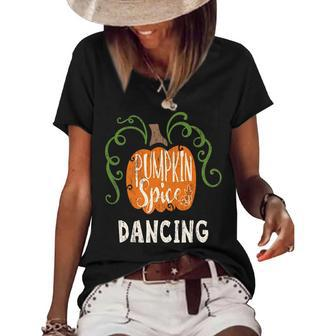 Dancing Pumkin Spice Fall Matching For Family Women's Loose T-shirt | Mazezy