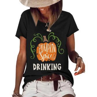 Drinking Pumkin Spice Fall Matching For Family Women's Loose T-shirt | Mazezy