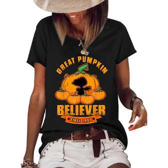 Great Pumpkin Believer Since 1966 Scary Halloween Pumkins Women's Short Sleeve Loose T-shirt | Mazezy