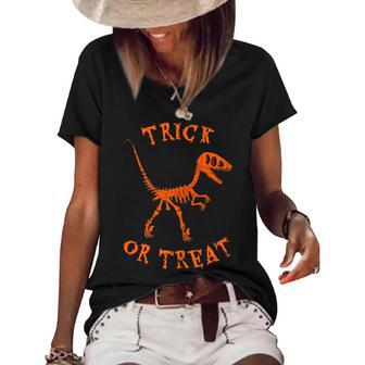 Halloween Dinosaur Trick Or Treat - Vintage Fossil Dinosaur Funny Gifts Women's Short Sleeve Loose T-shirt | Mazezy
