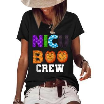 Halloween Nicu Nursing Boo Crew Neonatal Nurses Women's Loose T-shirt | Mazezy