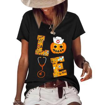 Halloween Nurse Cute Love Nurse Halloween Nursing Rn Women's Loose T-shirt | Mazezy