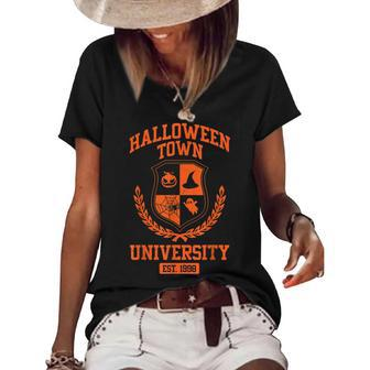 Halloween Town University Funny Teacher Student Costume Women's Short Sleeve Loose T-shirt | Mazezy