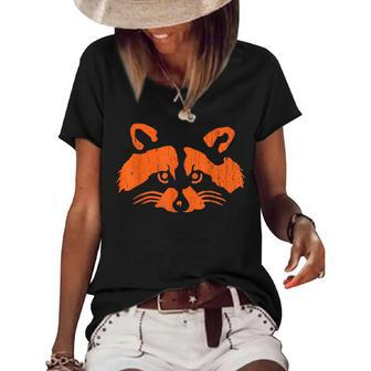 Halloween Trash Panda Bandit Raccoon Pumpkin Jackolantern Women's Short Sleeve Loose T-shirt | Mazezy
