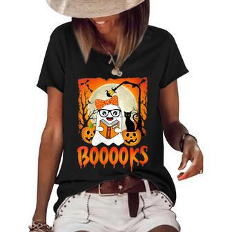 Halloween Vintage Boo Funny Pumpkin Trick Or Treat Gift Pumpkin Funny Gifts Women's Short Sleeve Loose T-shirt | Mazezy