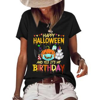 Happy Halloween Its My Birthday Born On 31St October Halloween Funny Gifts Women's Short Sleeve Loose T-shirt | Mazezy