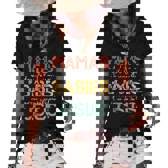 Mamas Dont Let Your Babies Grow Up Without Jesus Vintage Women's Short Sleeve Loose T-shirt | Mazezy