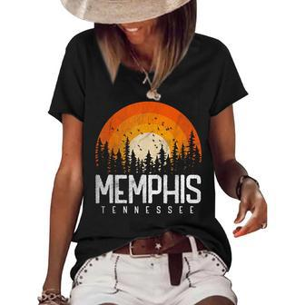 Memphis Tennessee Tn Retro Style Vintage 70S 80S Gift 70S Vintage Designs Funny Gifts Women's Short Sleeve Loose T-shirt | Mazezy