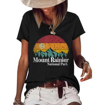 Mt Mount Rainier National Park Retro Style Hiking Vintage Women's Short Sleeve Loose T-shirt | Mazezy