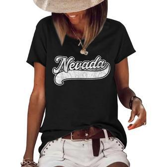 Nevada Retro Baseball Style Vintage Men Women Gift Baseball Funny Gifts Women's Short Sleeve Loose T-shirt | Mazezy