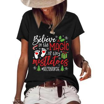 Nicu Nurse Believin Magic Of Tiny Mistletoe Christmas Women's Loose T-shirt | Mazezy AU