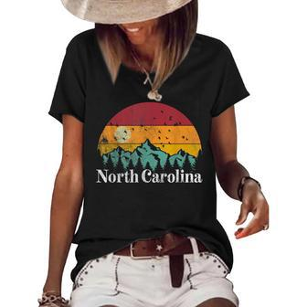 North Carolina 70S 80S Retro Vintage Mountain Ski Hiking 70S Vintage Designs Funny Gifts Women's Short Sleeve Loose T-shirt | Mazezy