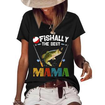 Ofishally The Best Mama Fishing Rod Mommy Funny Mothers Day Gift For Womens Gift For Women Women's Short Sleeve Loose T-shirt | Mazezy UK