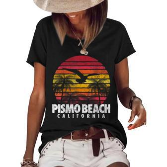 Pismo Beach Vintage California Retro Sunset Men Women Gift California Gifts And Merchandise Funny Gifts Women's Short Sleeve Loose T-shirt | Mazezy
