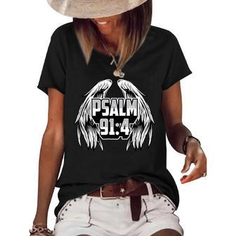 Psalm 91 4 Under His Wings Cute Christian Bible Verse Quote  Women's Short Sleeve Loose T-shirt
