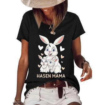 Rabbit Mum Design Cute Bunny Outfit For Girls Gift For Women Women's Short Sleeve Loose T-shirt | Mazezy