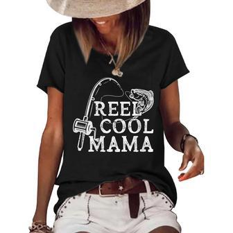 Retro Reel Cool Mama Fishing Fisher Mothers Day Gift For Womens Gift For Women Women's Short Sleeve Loose T-shirt | Mazezy