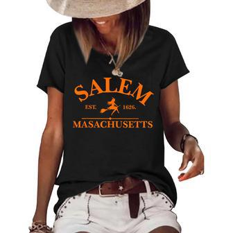 Salem Est 1626 Massachusetts Vintage Halloween Witch Women's Loose T-shirt | Mazezy