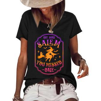 Salem Est 1692 They Missed One Vintage Retro Witch Broom Women's Loose T-shirt | Mazezy