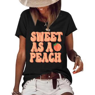 Sweet As A Peach Retro 70S Peachy Summer Fruit Peach Lovers Women's Short Sleeve Loose T-shirt | Mazezy