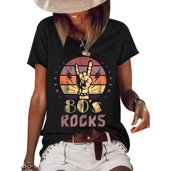 Vintage 80S Rock Bands Eighties 80S Party Retro Music Band 80S Vintage Designs Funny Gifts Women's Short Sleeve Loose T-shirt | Mazezy